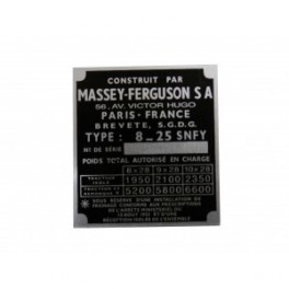 plaque massey ferguson 825