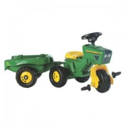 Tracteur pédale John Deere avec chargeur et remorque